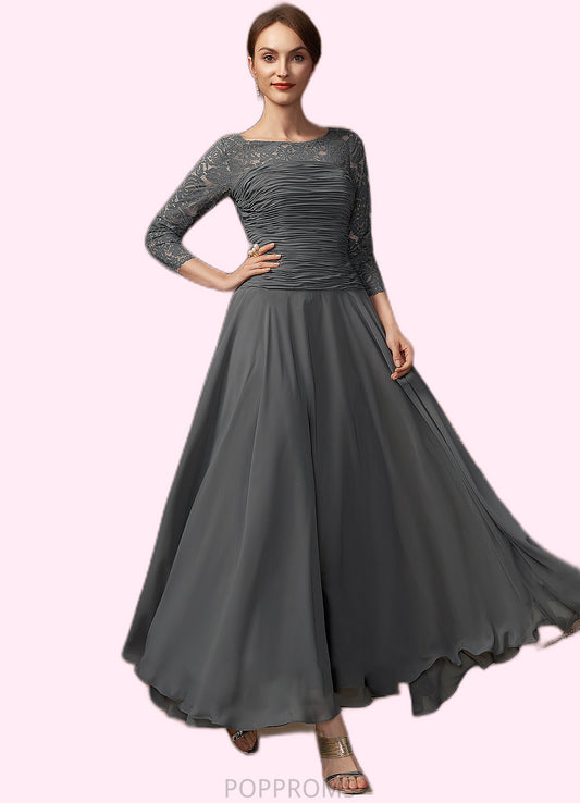 Amari A-Line Scoop Neck Ankle-Length Chiffon Lace Mother of the Bride Dress With Ruffle PP6126P0014990