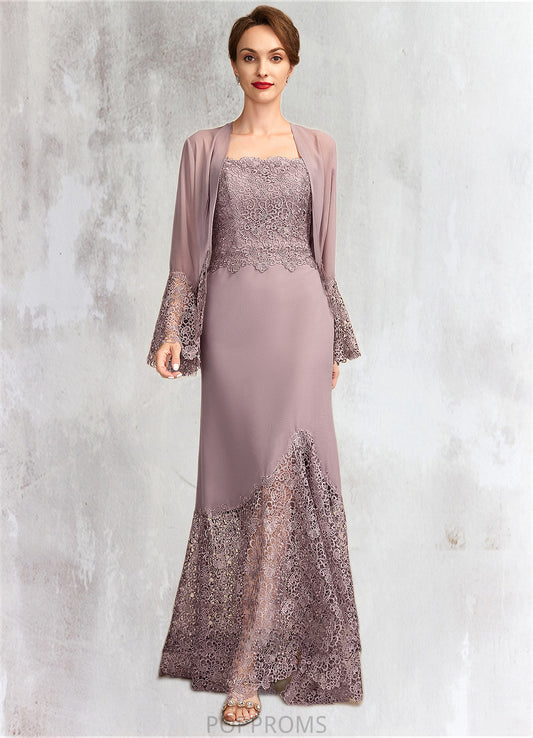 Evelin Trumpet/Mermaid Square Neckline Asymmetrical Chiffon Lace Mother of the Bride Dress PP6126P0015001