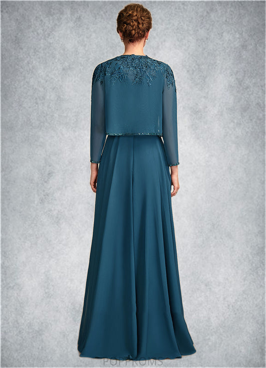 Daisy A-Line V-neck Floor-Length Chiffon Lace Mother of the Bride Dress With Beading Sequins PP6126P0015004
