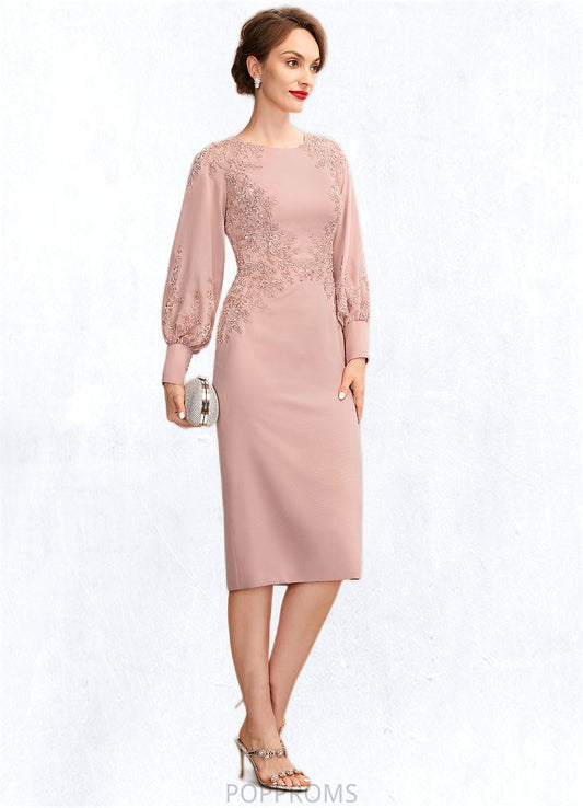 Jo Sheath/Column Scoop Neck Knee-Length Chiffon Lace Mother of the Bride Dress With Beading Sequins PP6126P0015020