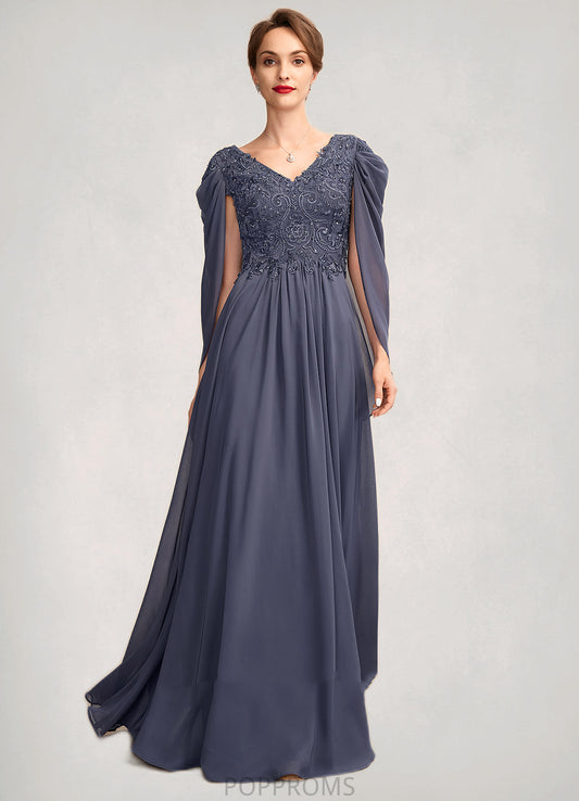 Amiah A-Line V-neck Floor-Length Chiffon Lace Mother of the Bride Dress With Beading Sequins PP6126P0015022