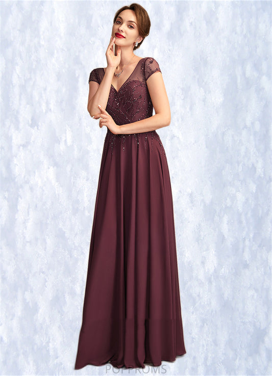 Ingrid A-Line V-neck Floor-Length Chiffon Mother of the Bride Dress With Beading Sequins PP6126P0015028