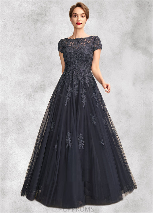 Olive A-Line Scoop Neck Floor-Length Tulle Lace Mother of the Bride Dress With Beading PP6126P0015029