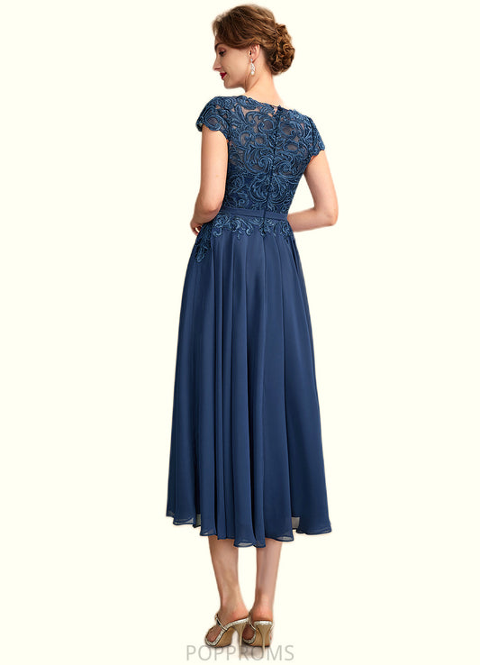 Shayla A-Line Scoop Neck Tea-Length Chiffon Lace Mother of the Bride Dress PP6126P0015032
