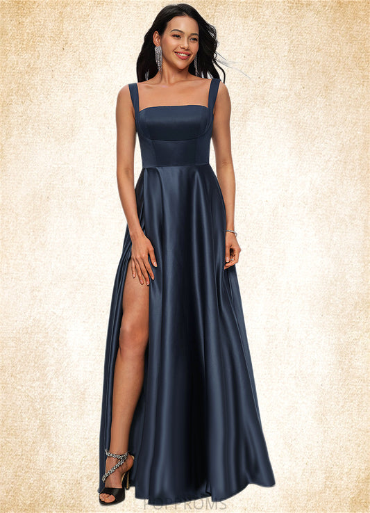 Giovanna A-line Straight Floor-Length Satin Prom Dresses With Bow PP6P0022195