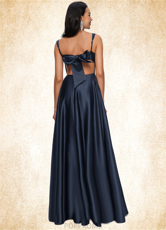Giovanna A-line Straight Floor-Length Satin Prom Dresses With Bow PP6P0022195
