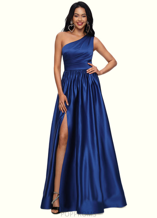 Quinn Ball-Gown/Princess One Shoulder Floor-Length Satin Prom Dresses PP6P0022201