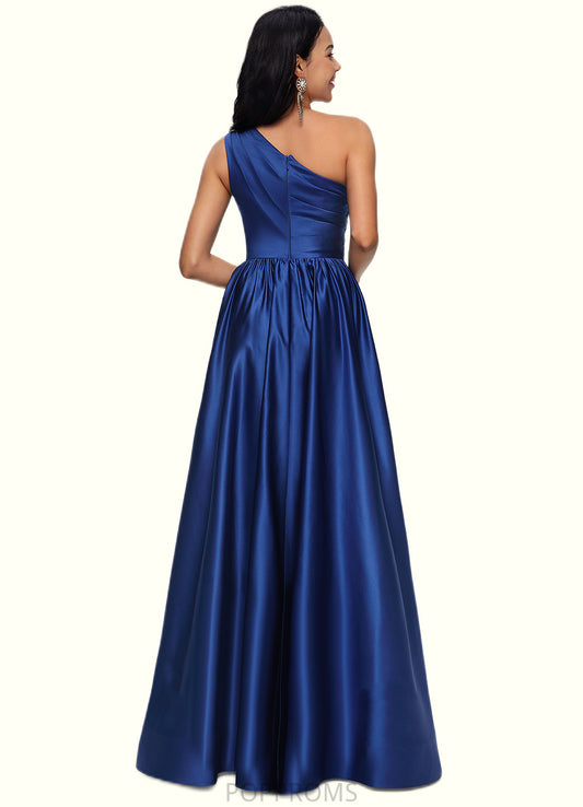 Quinn Ball-Gown/Princess One Shoulder Floor-Length Satin Prom Dresses PP6P0022201