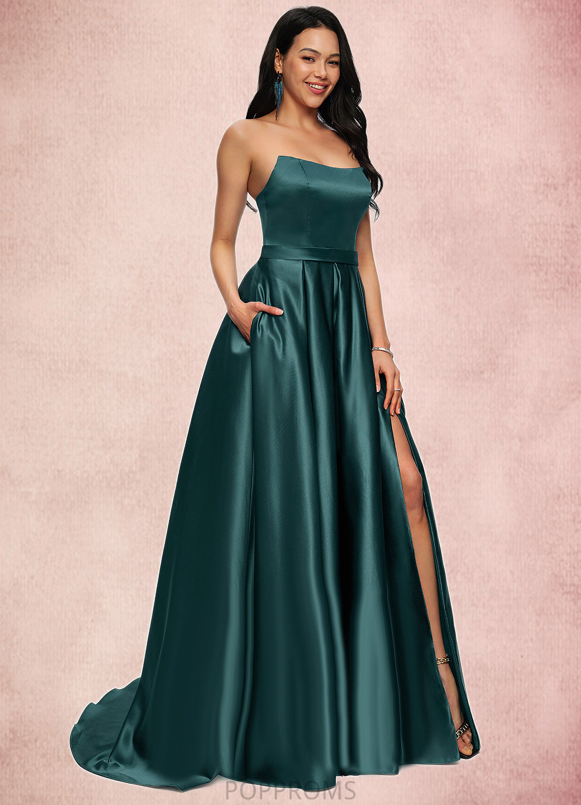 Liana Ball-Gown/Princess Sweep Train Satin Prom Dresses PP6P0022207