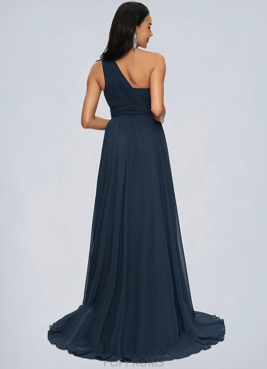 Cali A-line Asymmetrical Sweep Train Chiffon Prom Dresses With Pleated PP6P0022212