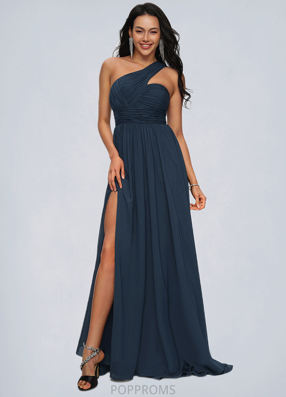 Cali A-line Asymmetrical Sweep Train Chiffon Prom Dresses With Pleated PP6P0022212