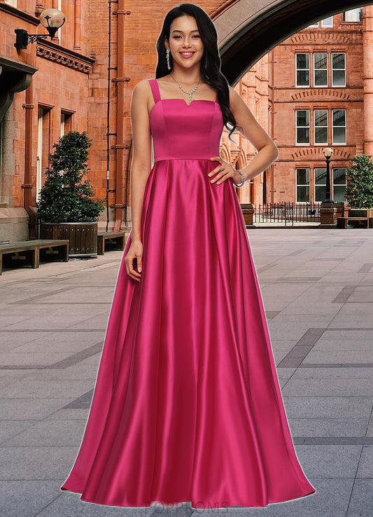 Juliana Ball-Gown/Princess V-Neck Sweep Train Satin Prom Dresses PP6P0022215