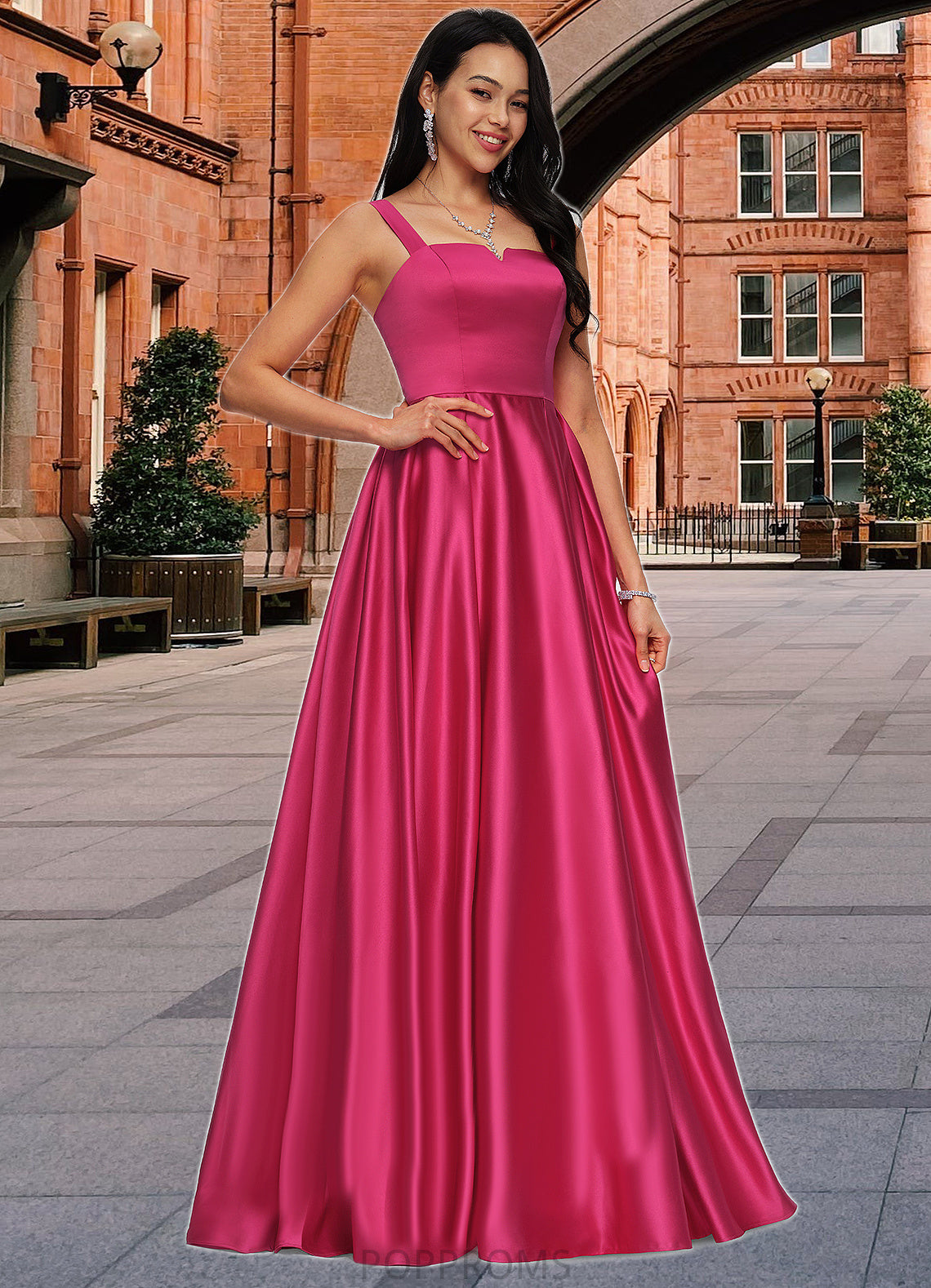 Juliana Ball-Gown/Princess V-Neck Sweep Train Satin Prom Dresses PP6P0022215