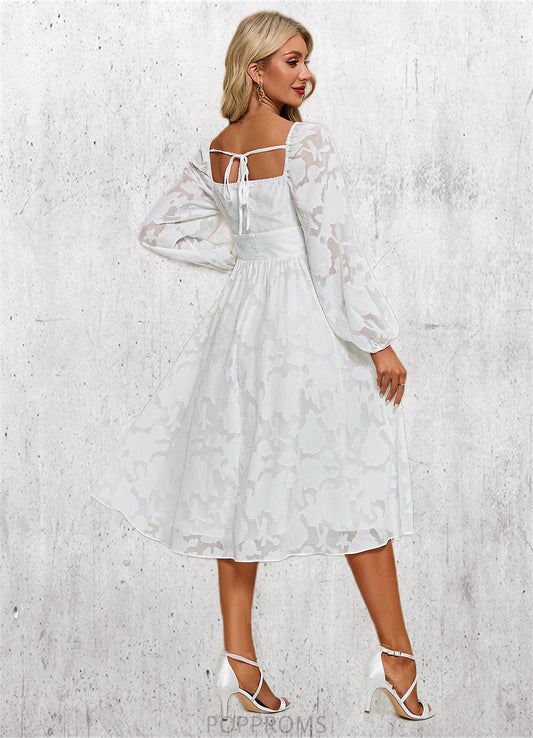 Zoie Flower Jacquard Square Elegant A-line Chiffon Midi Dresses PP6P0022252