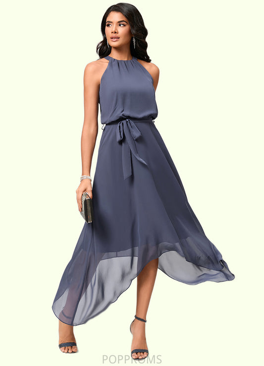Anya A-line Scoop Ankle-Length Chiffon Cocktail Dress With Ruffle PP6P0022361