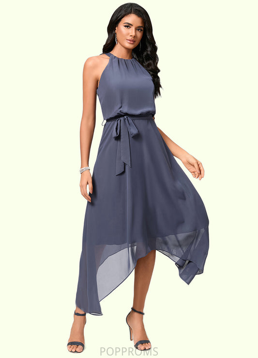 Anya A-line Scoop Ankle-Length Chiffon Cocktail Dress With Ruffle PP6P0022361