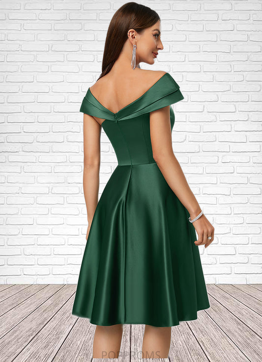 Peggie A-line Asymmetrical Knee-Length Satin Cocktail Dress With Rhinestone Crystal Brooch PP6P0022407