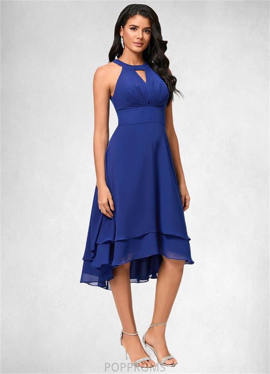 Renee A-line Scoop Asymmetrical Chiffon Cocktail Dress With Pleated PP6P0022410