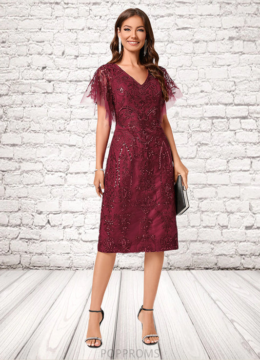 Yuliana A-line Off the Shoulder Knee-Length Lace Sequin Cocktail Dress With Sequins PP6P0022420