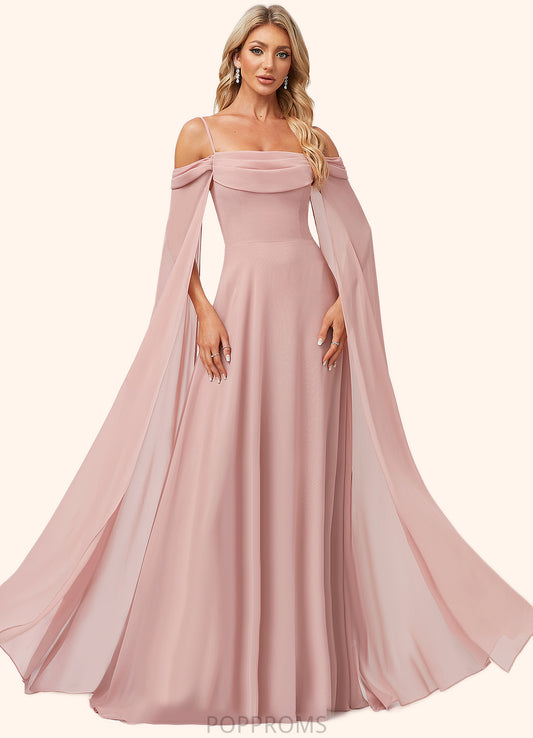 Kimberly A-line Cold Shoulder Square Floor-Length Chiffon Bridesmaid Dress With Ruffle PP6P0022598