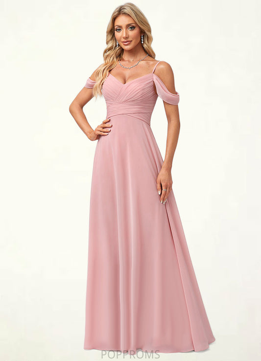 Hortensia A-line Cold Shoulder Floor-Length Chiffon Bridesmaid Dress PP6P0022602