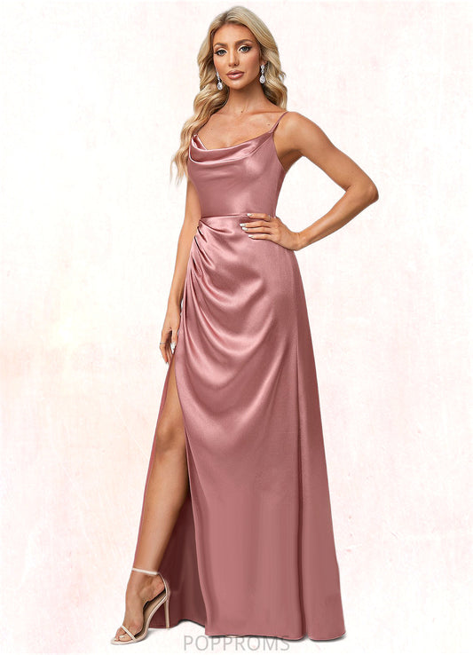 Alicia A-line Cowl Floor-Length Stretch Satin Bridesmaid Dress PP6P0022603