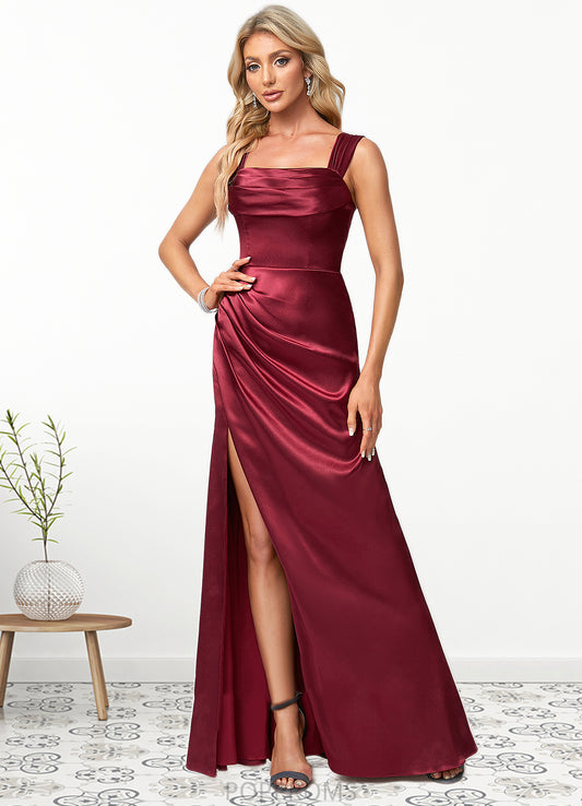 Kamora A-line Square Floor-Length Stretch Satin Bridesmaid Dress PP6P0022607