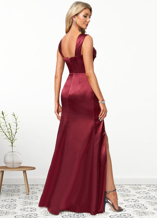 Kamora A-line Square Floor-Length Stretch Satin Bridesmaid Dress PP6P0022607