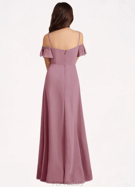 Jaycee A-Line Off the Shoulder Chiffon Floor-Length Junior Bridesmaid Dress Vintage Mauve PP6P0022859