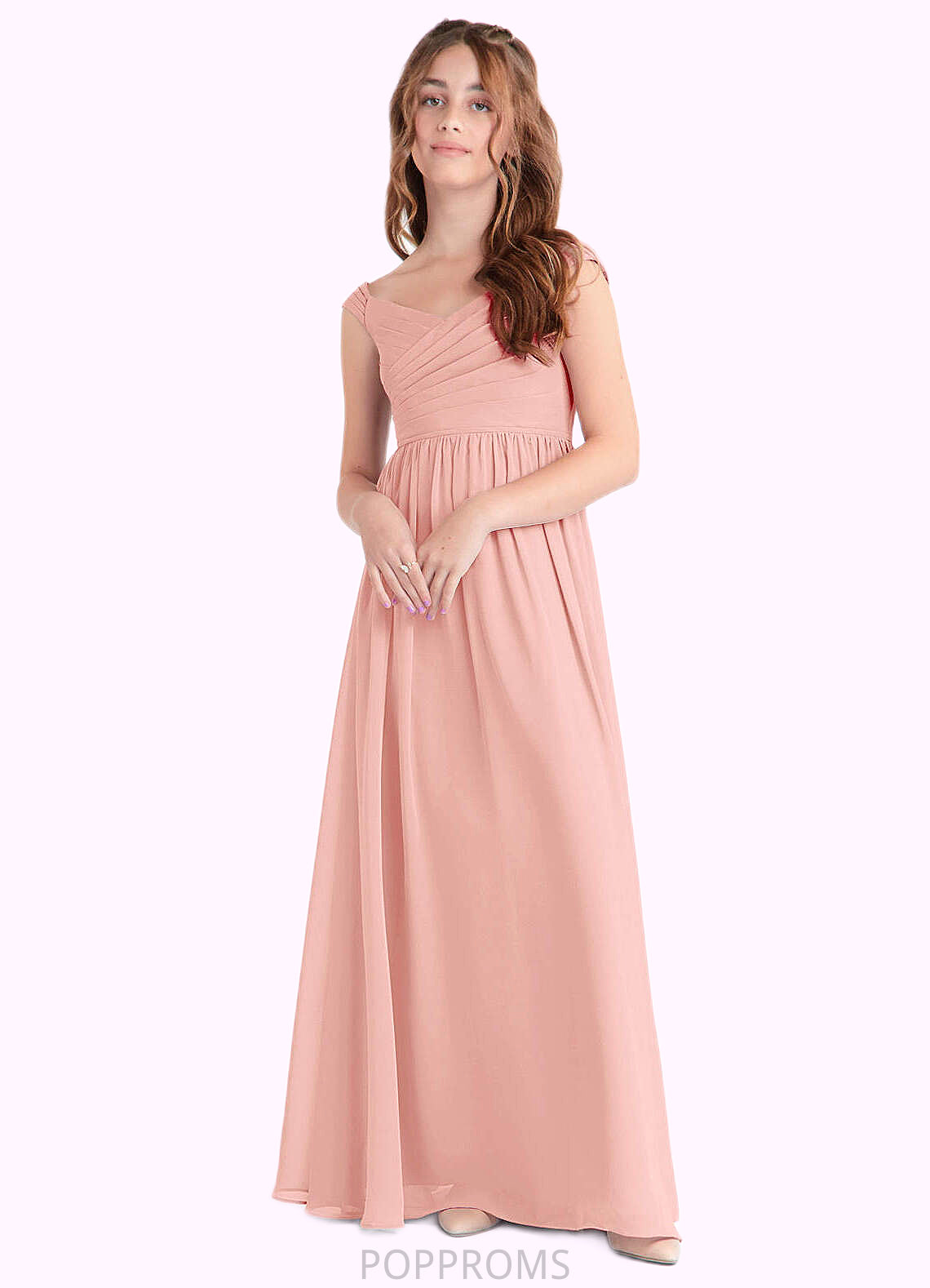 Juliana A-Line Pleated Chiffon Floor-Length Junior Bridesmaid Dress Rosette PP6P0022868