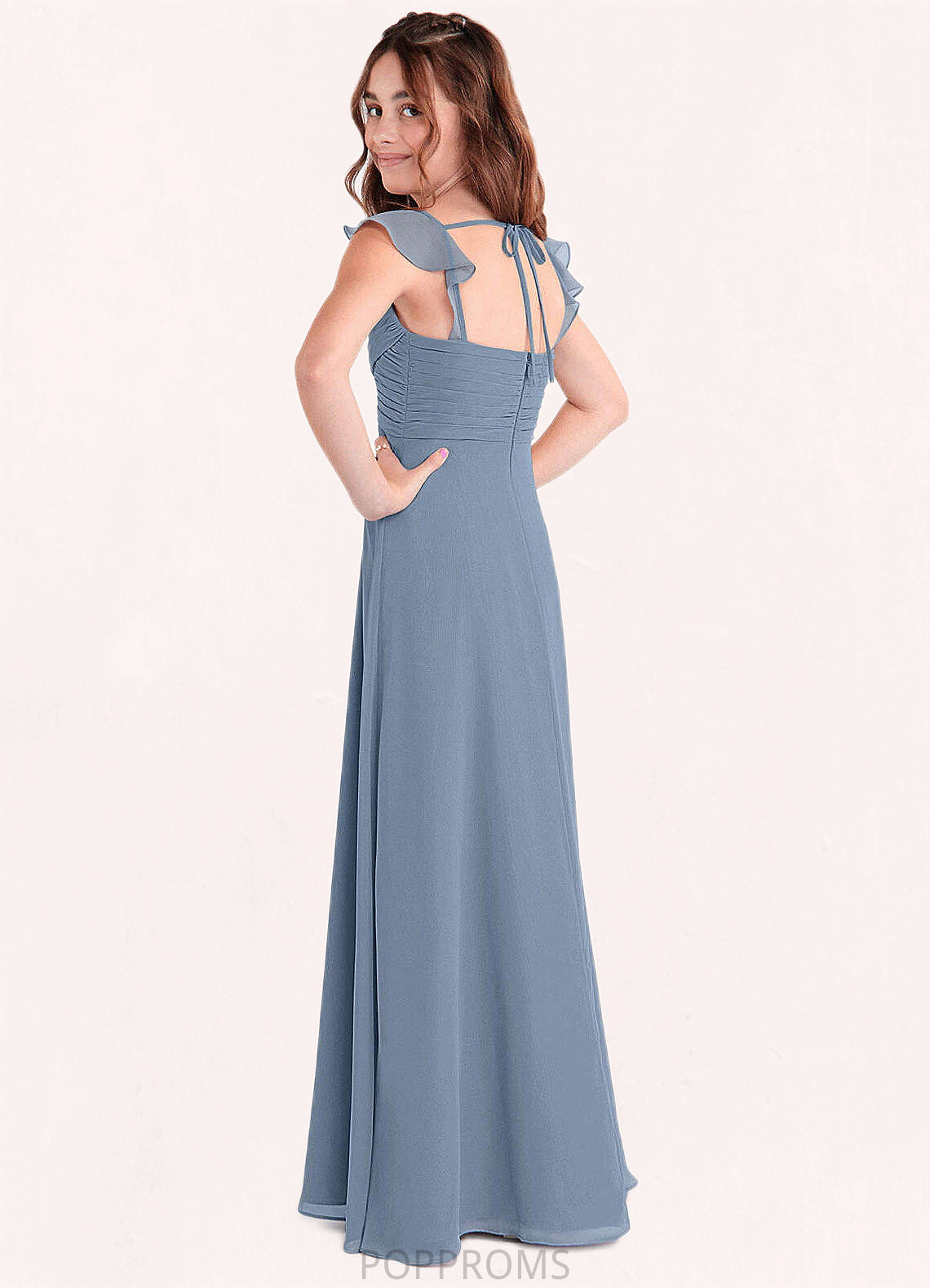 Shyla A-Line Sweetheart Neckline Chiffon Floor-Length Junior Bridesmaid Dress dusty blue PP6P0022869