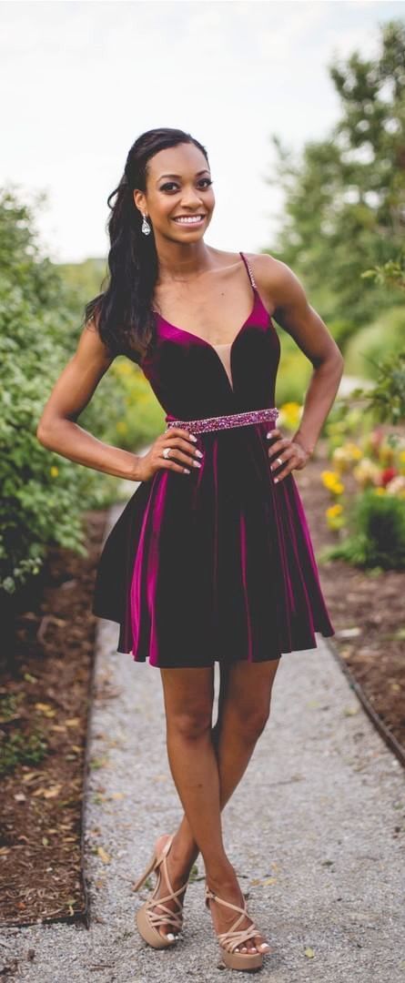 Deep Homecoming Dresses A Line Lori V Neck Spaghetti Straps Pleated Short Backless Cut Out