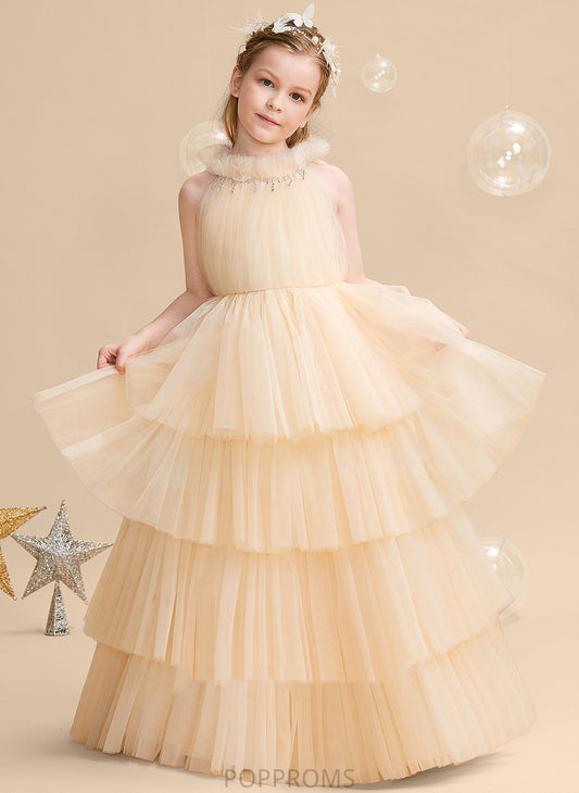 - Flower Flower Girl Dresses Floor-length Sleeveless Dress Neck Tulle Girl High Jaelyn Ball-Gown/Princess
