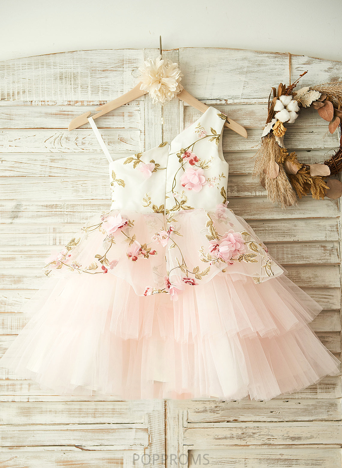 - A-Line With Sleeveless Flower Dress Flower(s) Josephine Tulle Girl Knee-length Flower Girl Dresses One-Shoulder