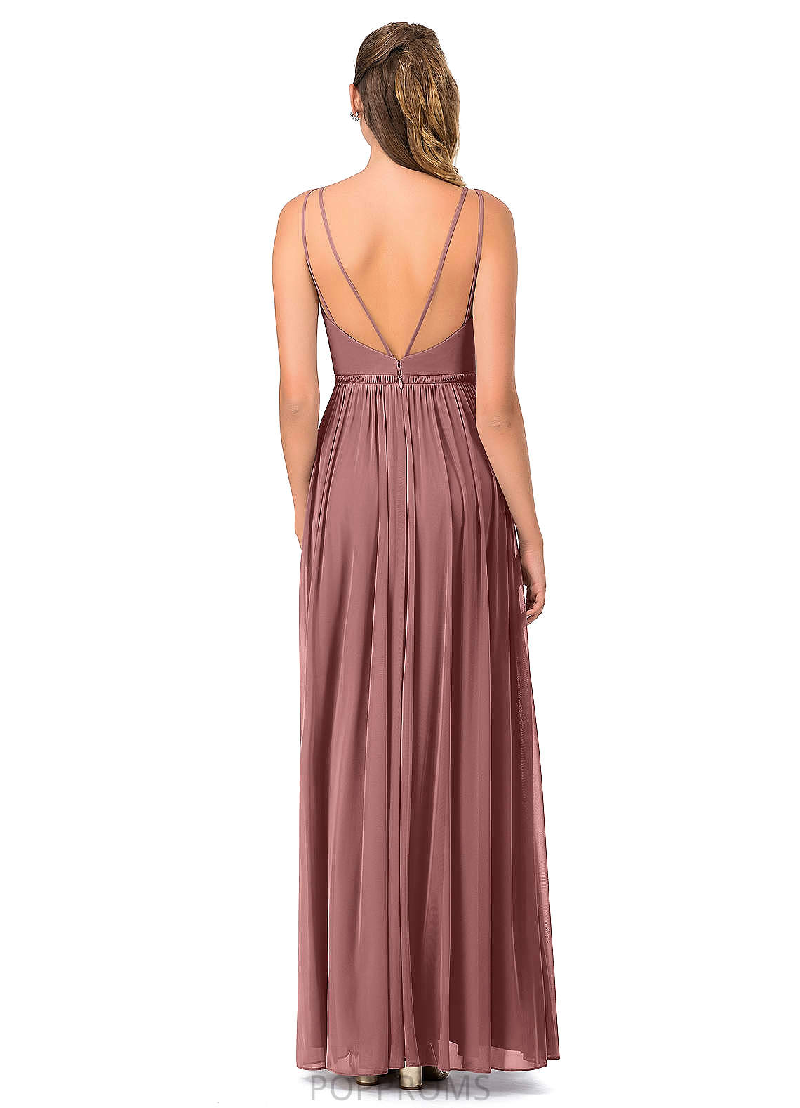 Lucinda Floor Length Half Sleeves A-Line/Princess Natural Waist Bridesmaid Dresses