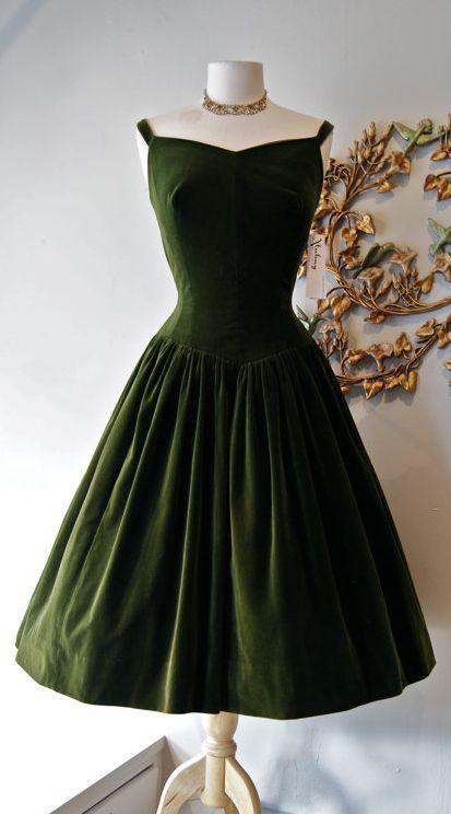 1950S Vintage Stacy Homecoming Dresses Dress Dark Green