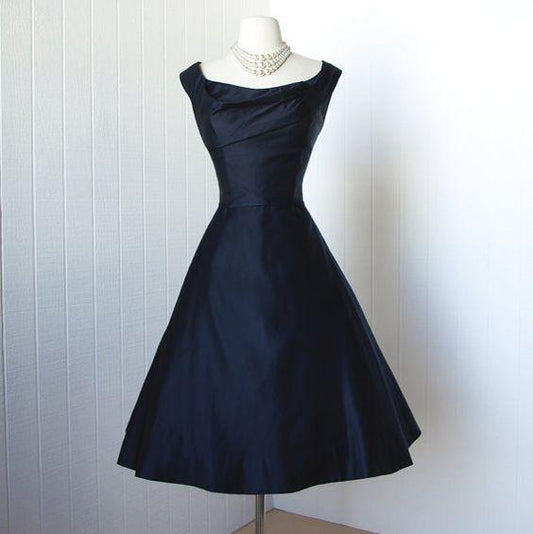 1950S Vintage Dress Navy Blue Gowns Mini Homecoming Dresses Susie Short